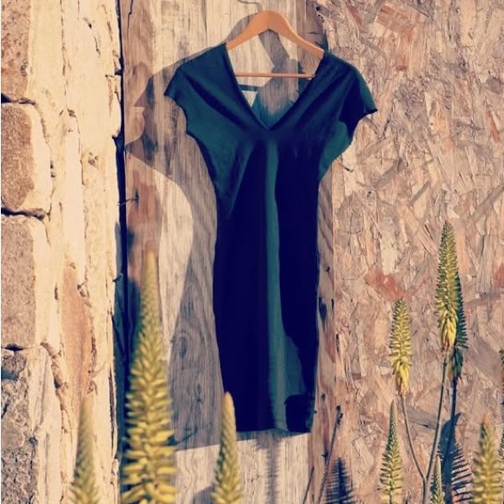 Of Earth and Salt V-Neck Cotton Slip Dress in Olive